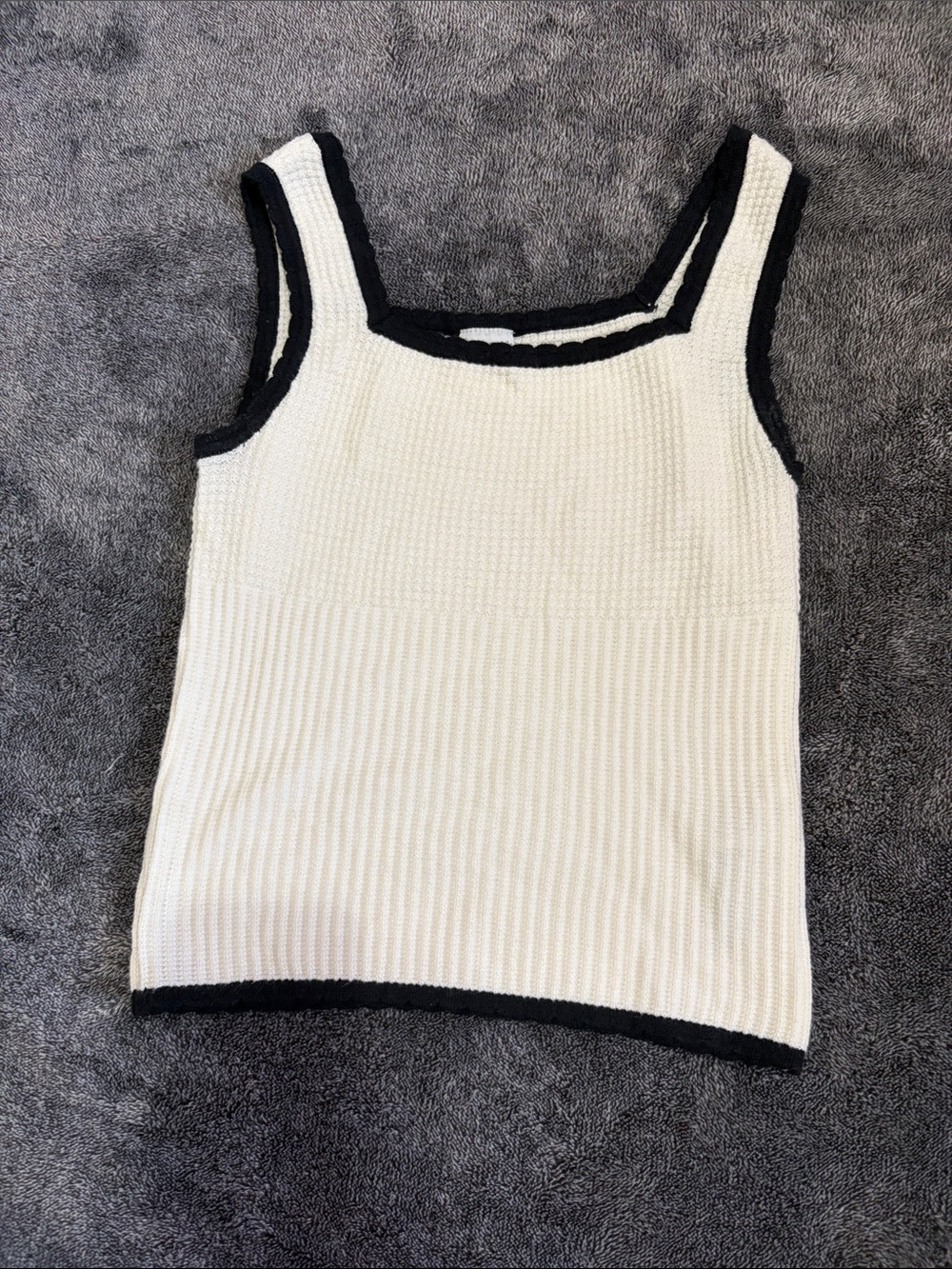 Abercrombie Kids Sleeveless Knit Tank with Contrast Trim - White/Black